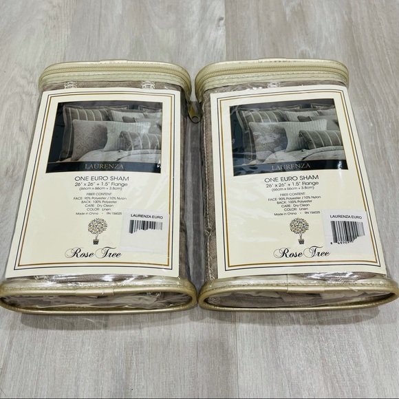 Rose Tree Laurenza Euro Sham Beige w/ Cream Embroidered Stripes 26 x 26" NIP NEW - Picture 4 of 9